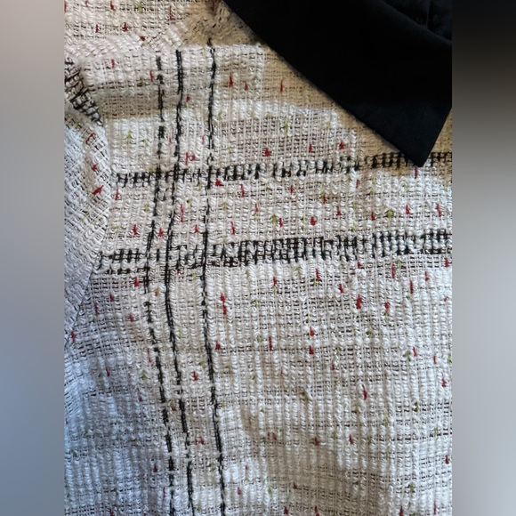 ZARA TRAFALUC COLLECTION White textured Black Collar Dress SMALL S/18 - Picture 3 of 4